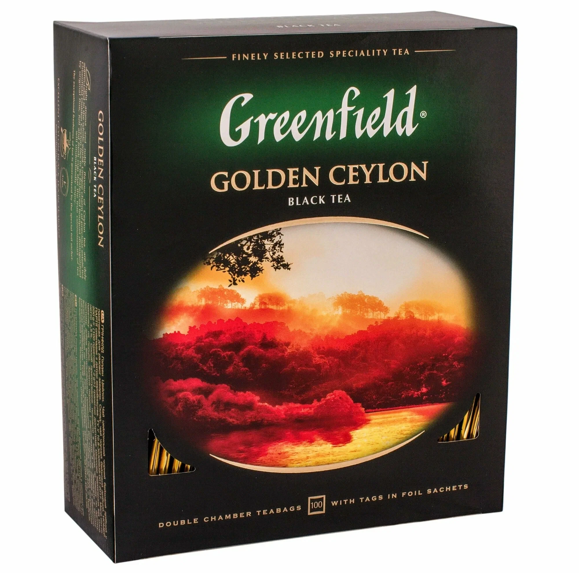 Ceai Greenfield Golden Ceylon, 100 pliculețe