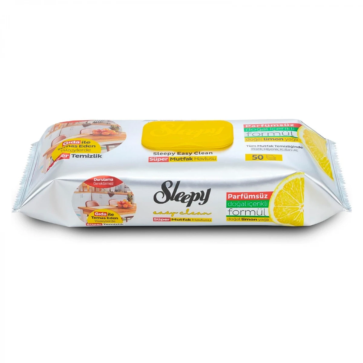 Prosoape umede pentru bucatărie Sleepy Eazy Clean 50 buc cu ulei de lămâie